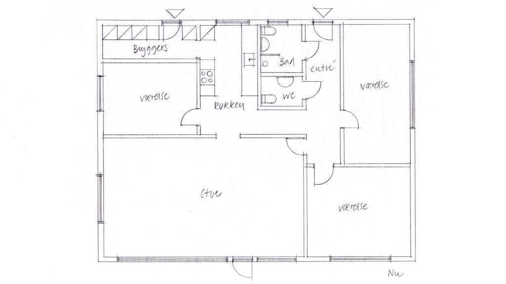 Plan over boligen før ekspertens svar.