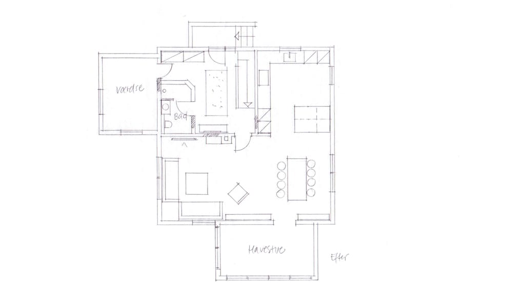 Indretningsekspertens bud på en tegning over en ny entré