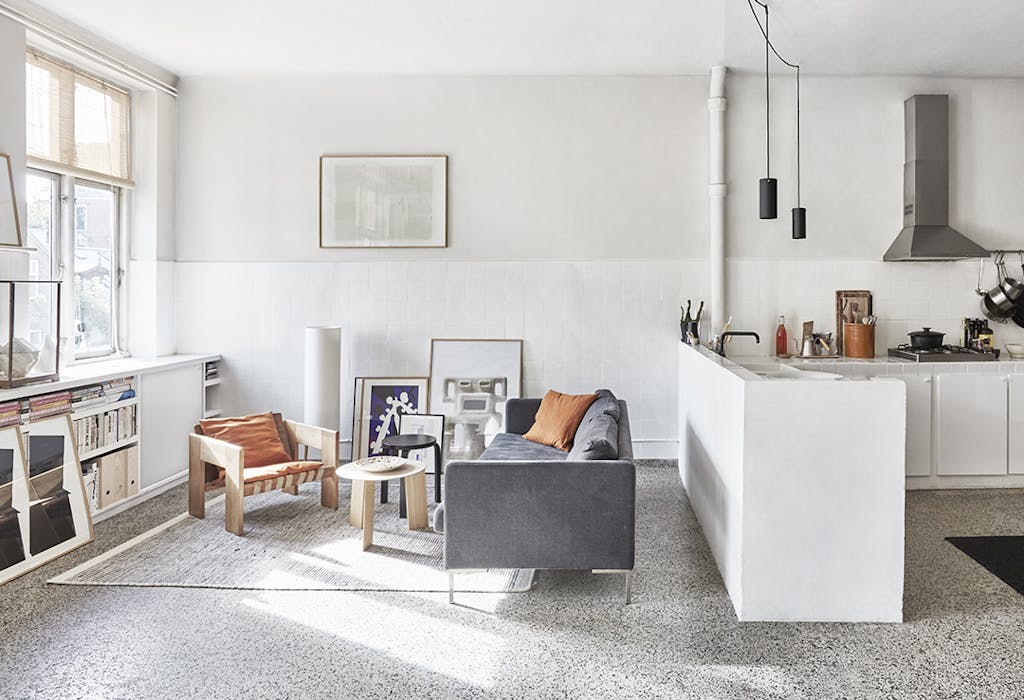 Granito terrazzo vloer en open keuken