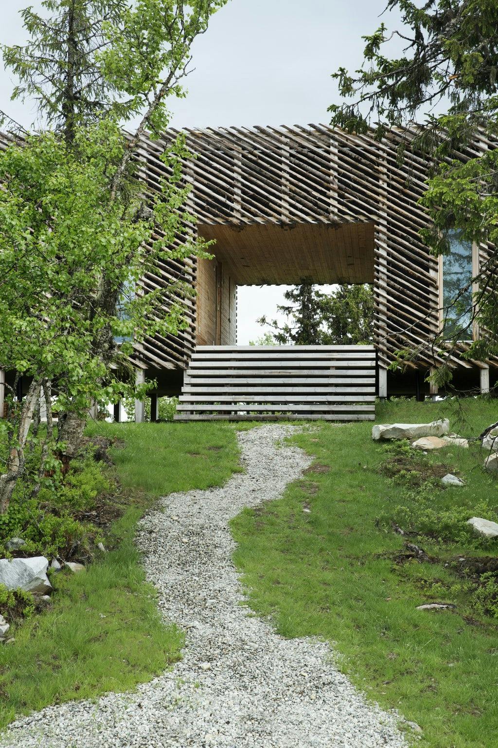 drijvend vakantiehuis in hout