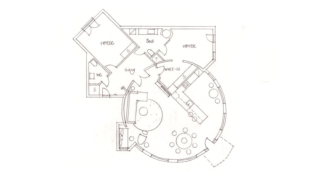 Plantegning over rund stue