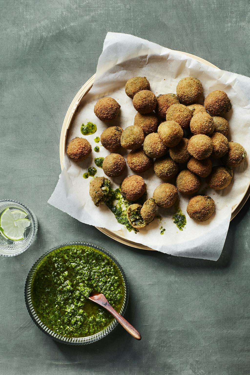 Grønne arancini med mojo verde