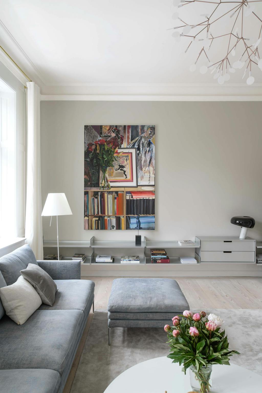 woonkamer schilderen boekenkast salontafel