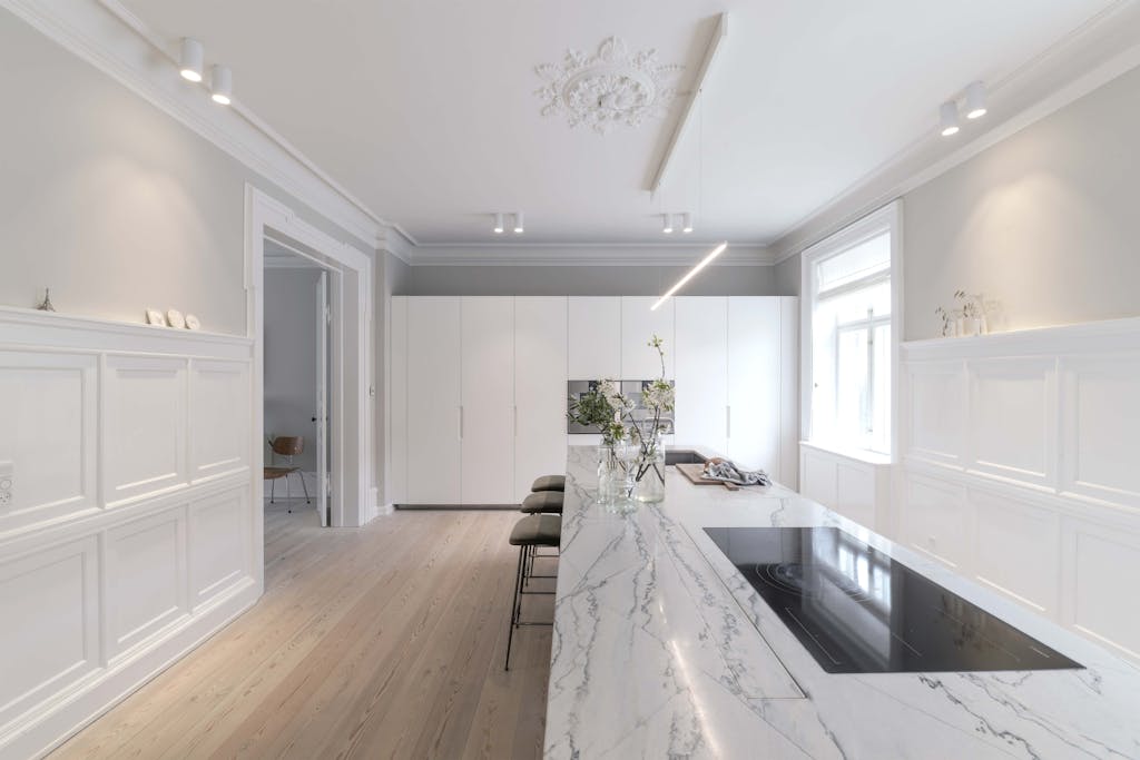 Wit marmeren aanrecht keuken