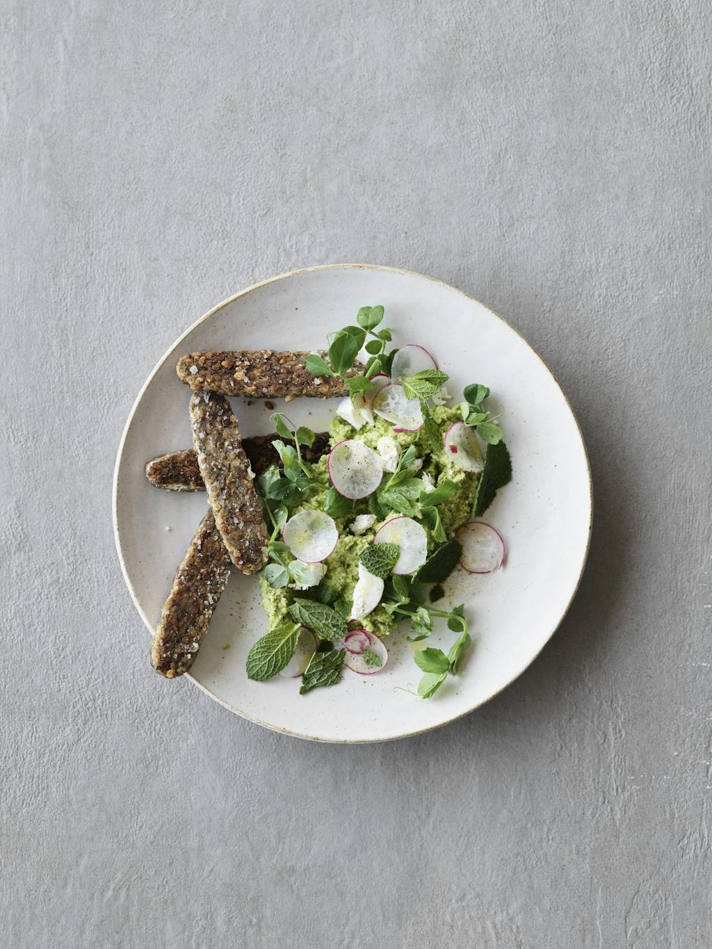 Stegt Tempeh med Ærtepure