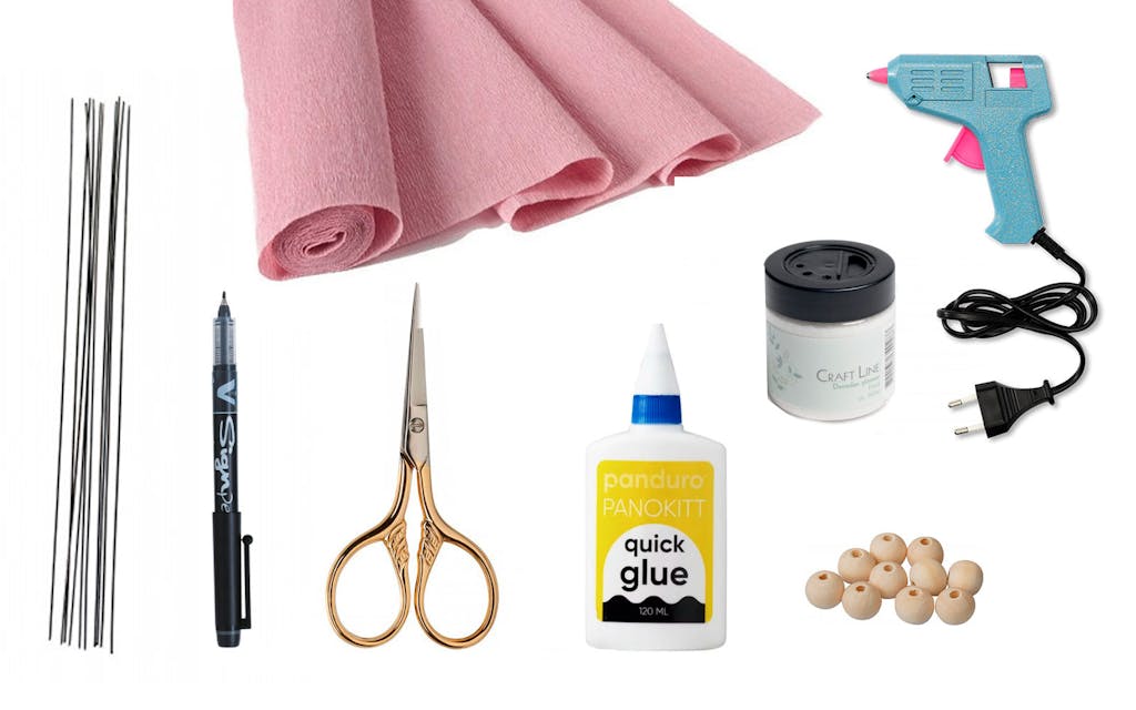 Udstyr til crepe blomster