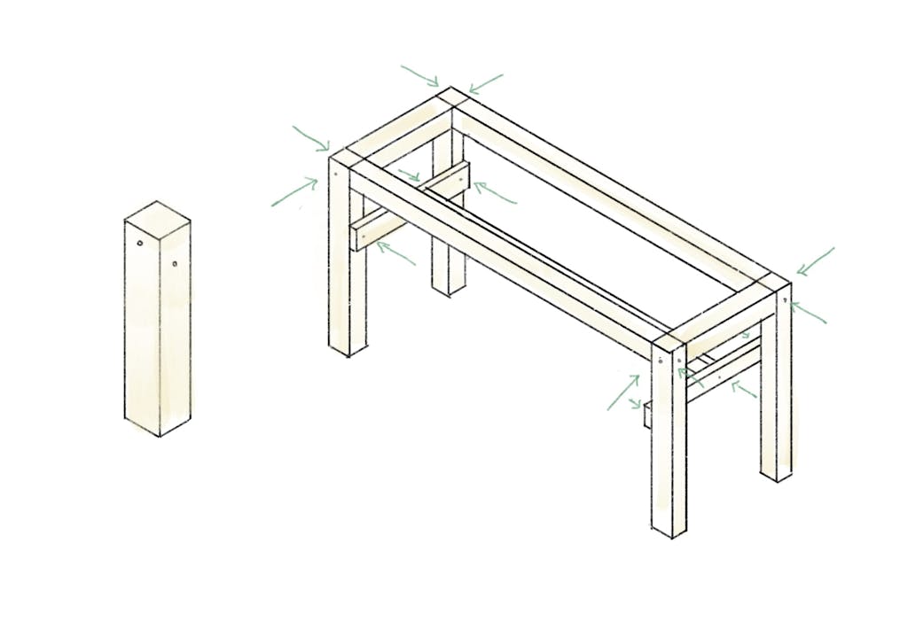 DIY bænk før topplade