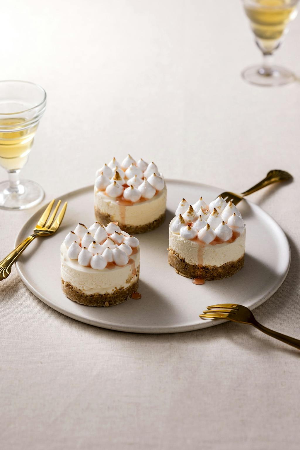 Frossen cheesecake med brændt margens og rabarbersirup