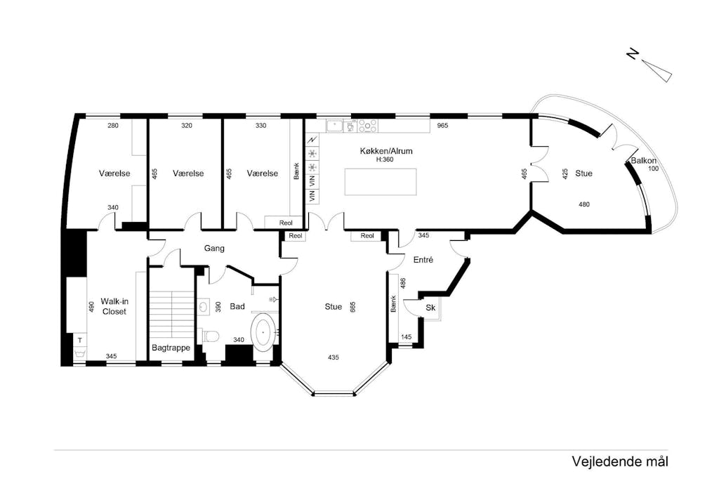 Plantegning af herskabslejlighed