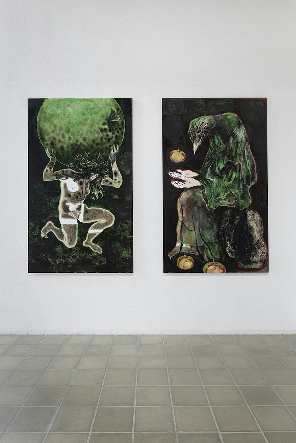 To malerier af Mie Mørkeberg.