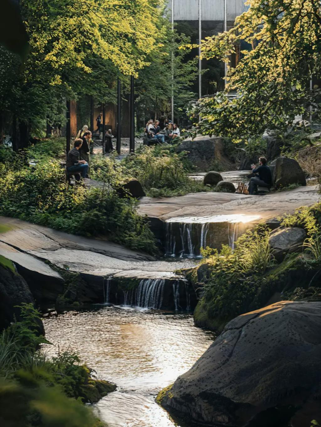 Bjarke Ingels nye plads i Ørestaden med træer og vandløb Bjarke Ingels nye plads i Ørestaden med træer og vandløb
