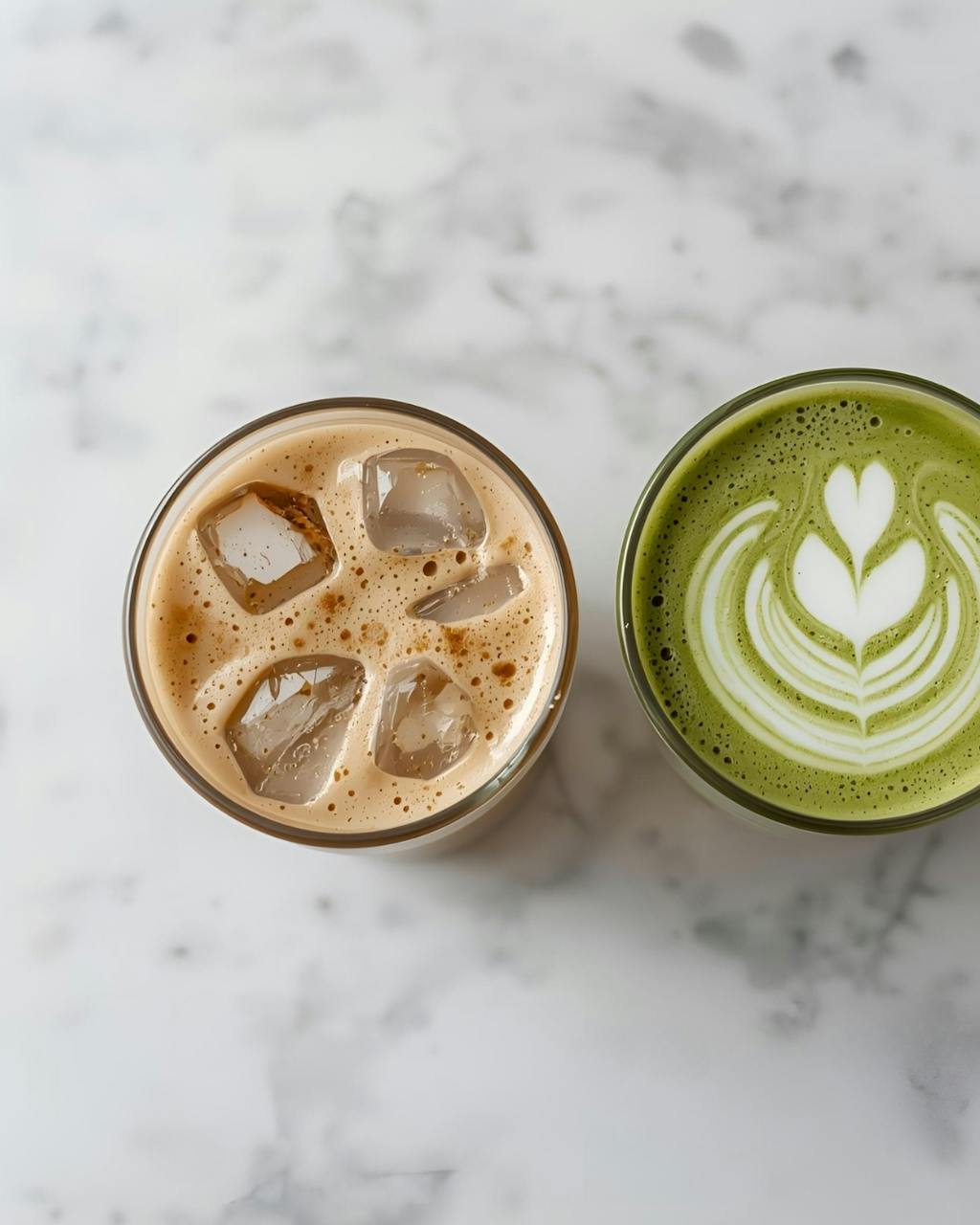 Matcha Latte og iskaffe
