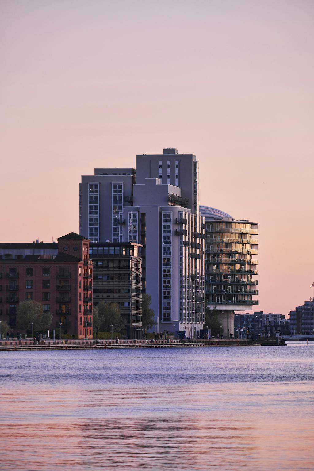 Sunset view to modern buildings at Sydhavnen
