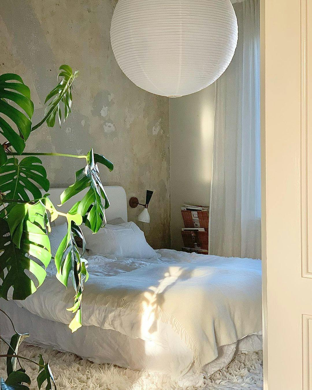 Soveværelse rispapirlampe