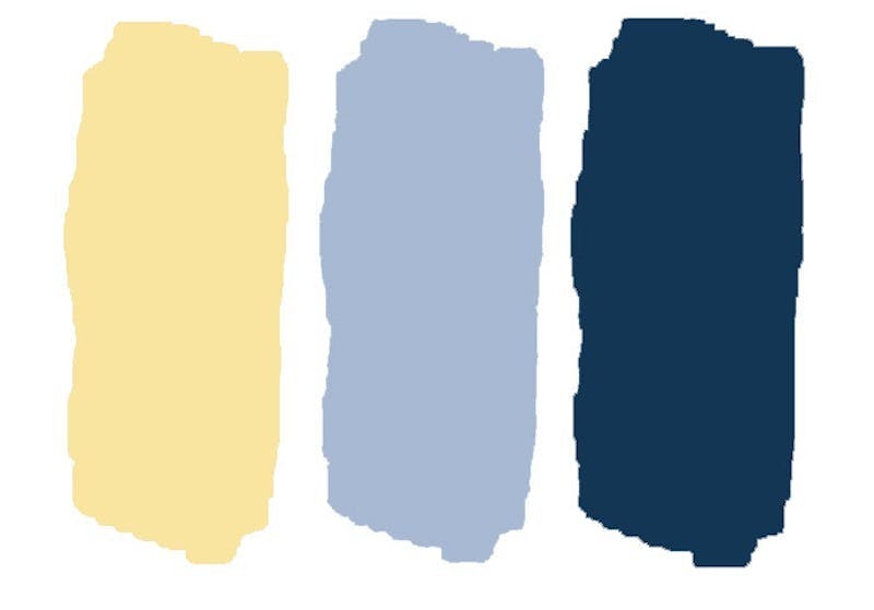 Gul og blått til teak Gul og blått til teak