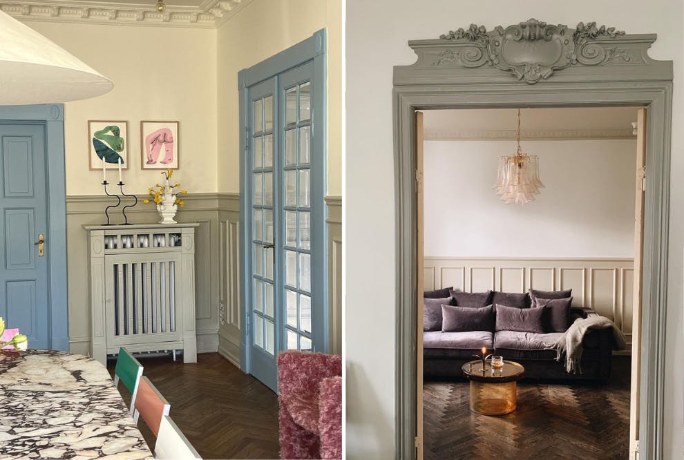 Blå dør, grå karm