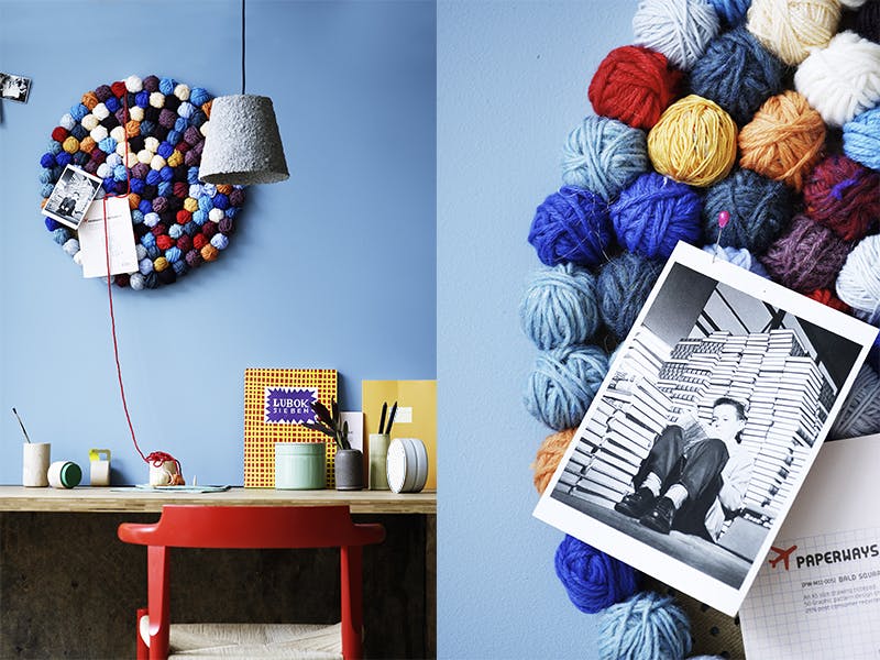 Lag en fargefest med garn på veggen