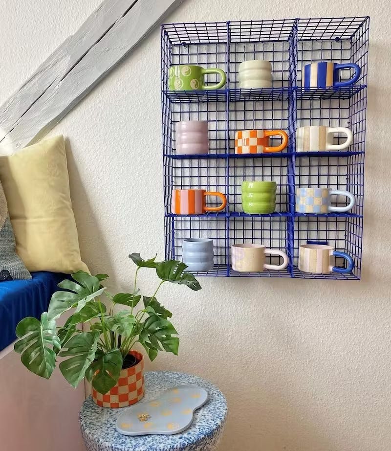 blå settekasse metall