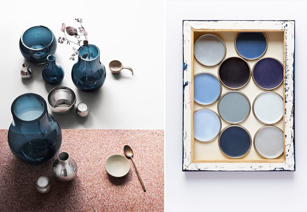 Blå fargepalett i 2017 fra Nordsjö. 