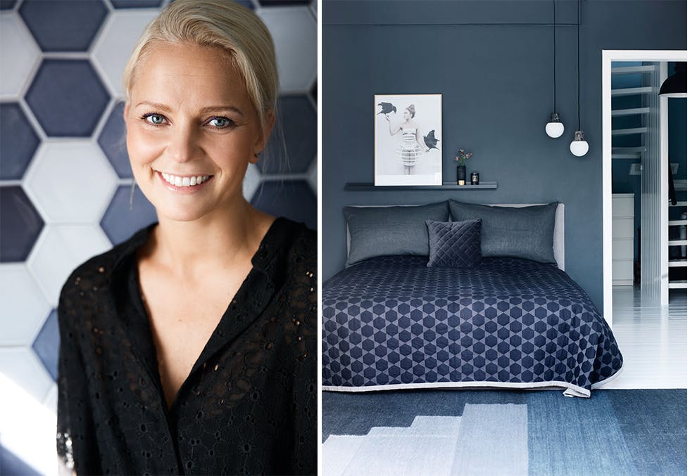Blått interiør hjemme hos Camilla Høeg Gade