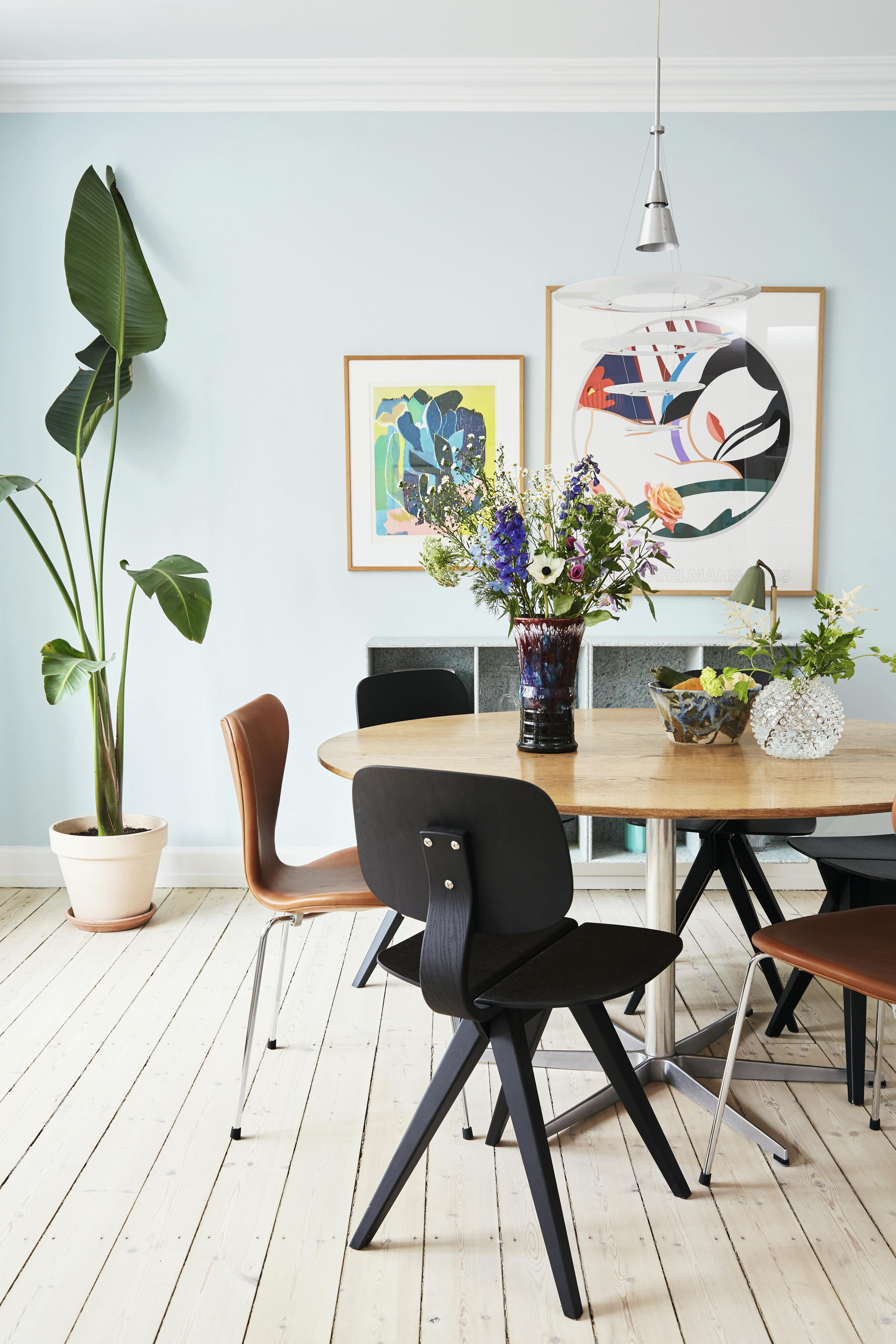 Rundt spisebord og strelizia nicolai 