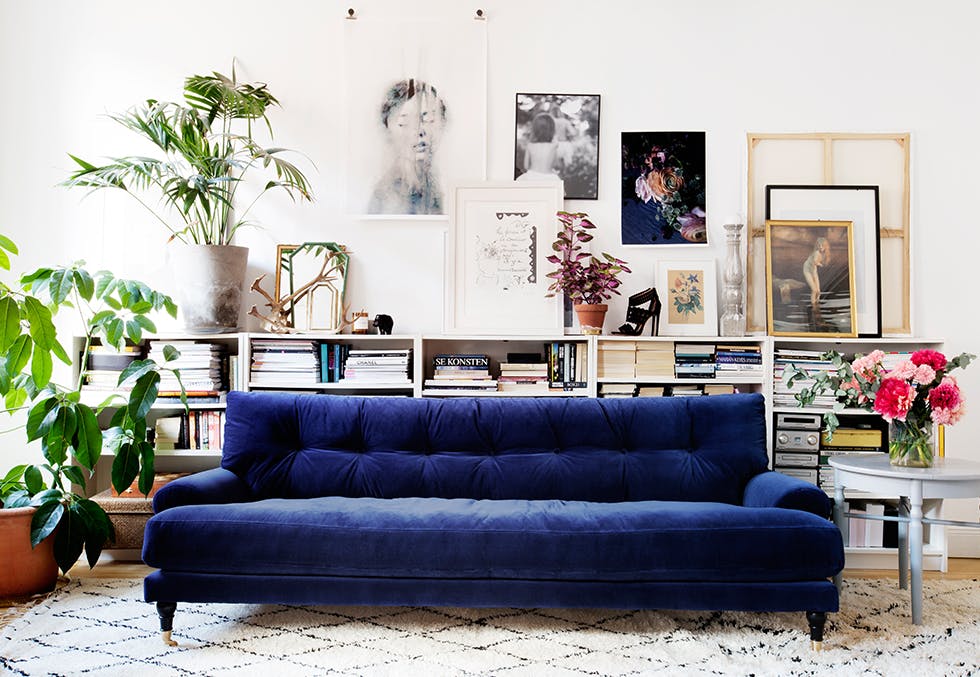 Dypblå 3seter sofa fra Melimeli