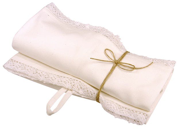 Kjøkkenhåndkle med blonder