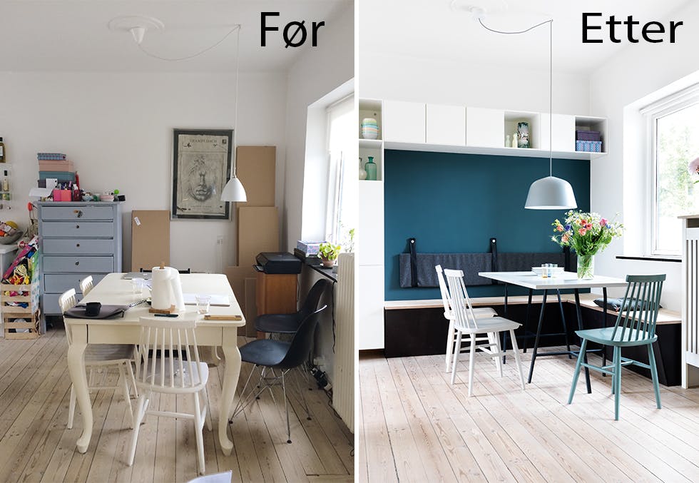 Spiseplassen før og etter – fantastisk makeover!