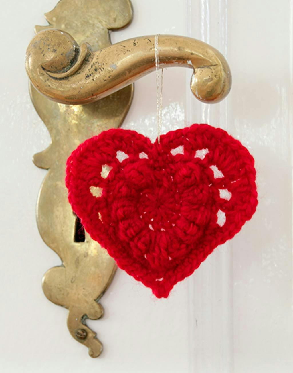 heklet hjerte detaljer
