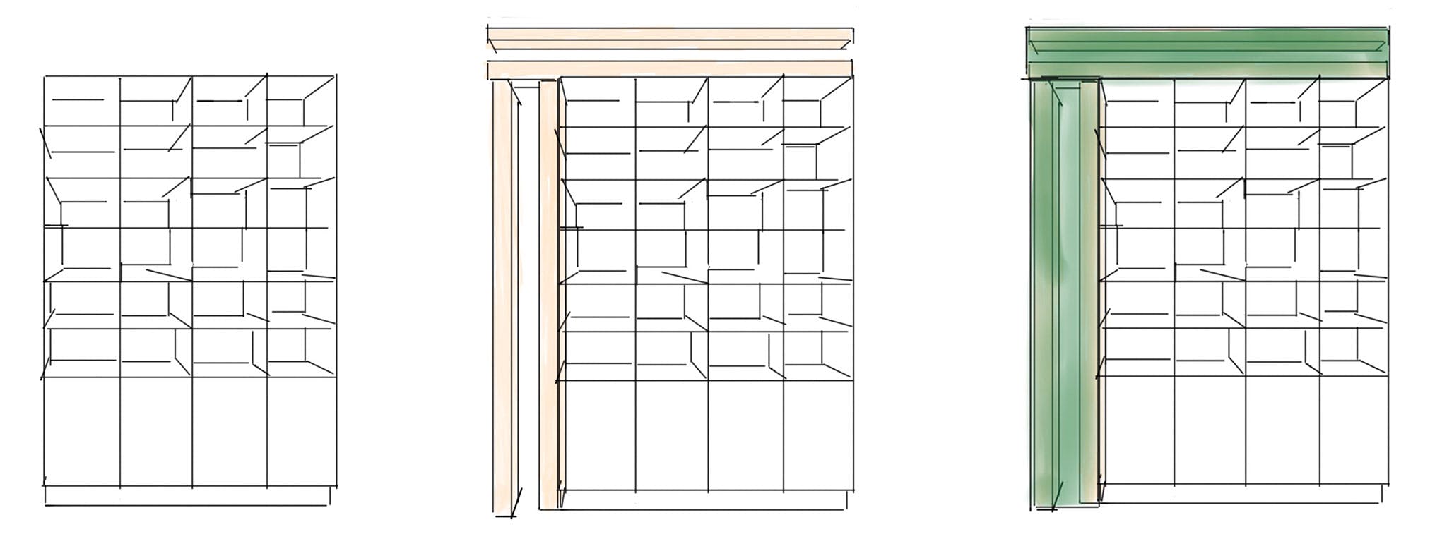 Hjemmelaget plassbygd reol