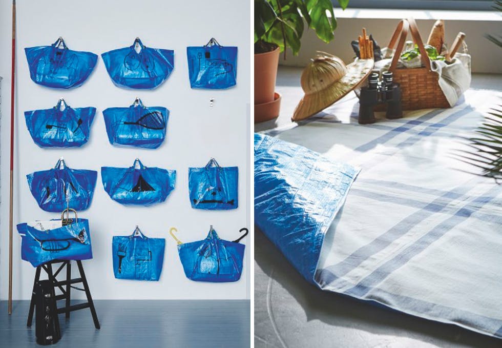 Den blå Ikea-posen kan brukes til å mangt, med litt kreativitet