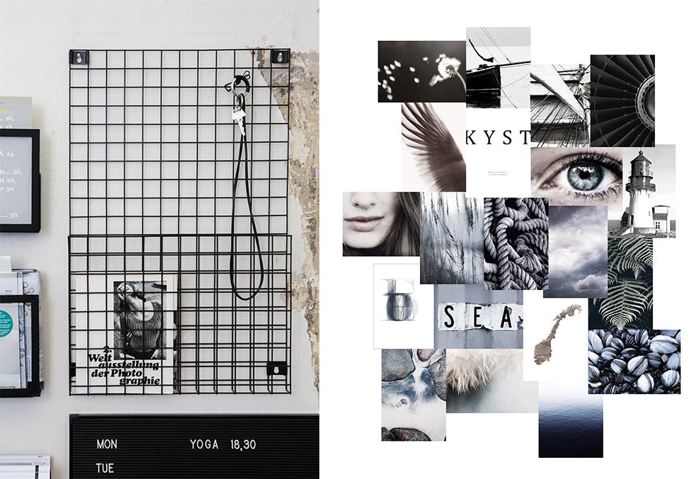 Moodboard på gittertavle eller kjøpt ferdig fra Ygg & Lyng