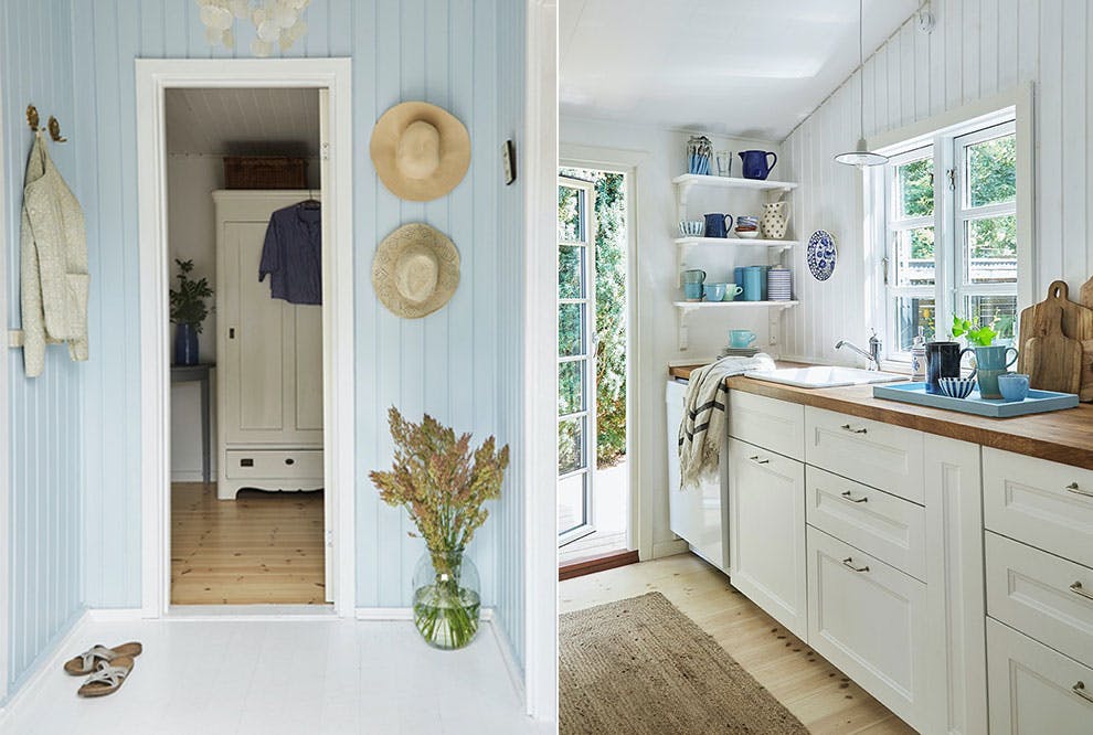 Sommerhytte blått interiør