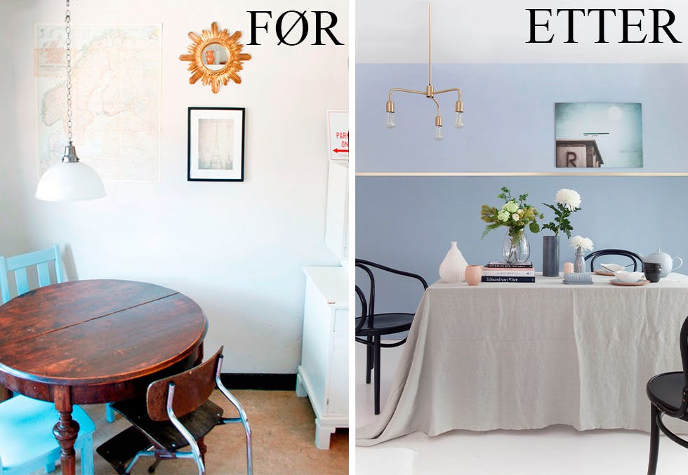 Før og etter: Makeover av spisestua