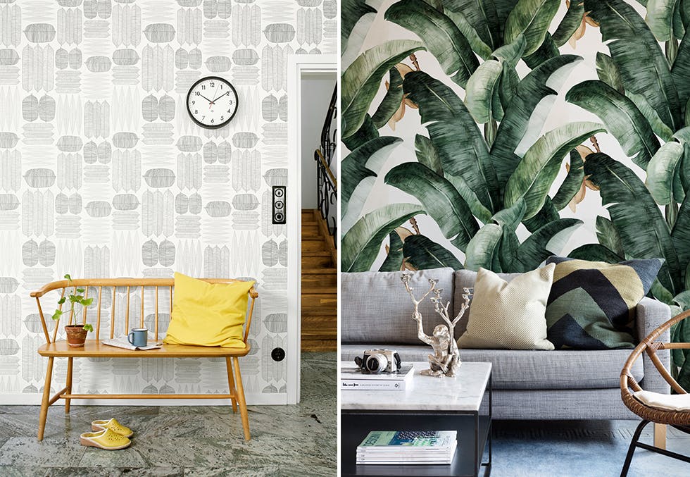 trendy tapet med plantemotiv