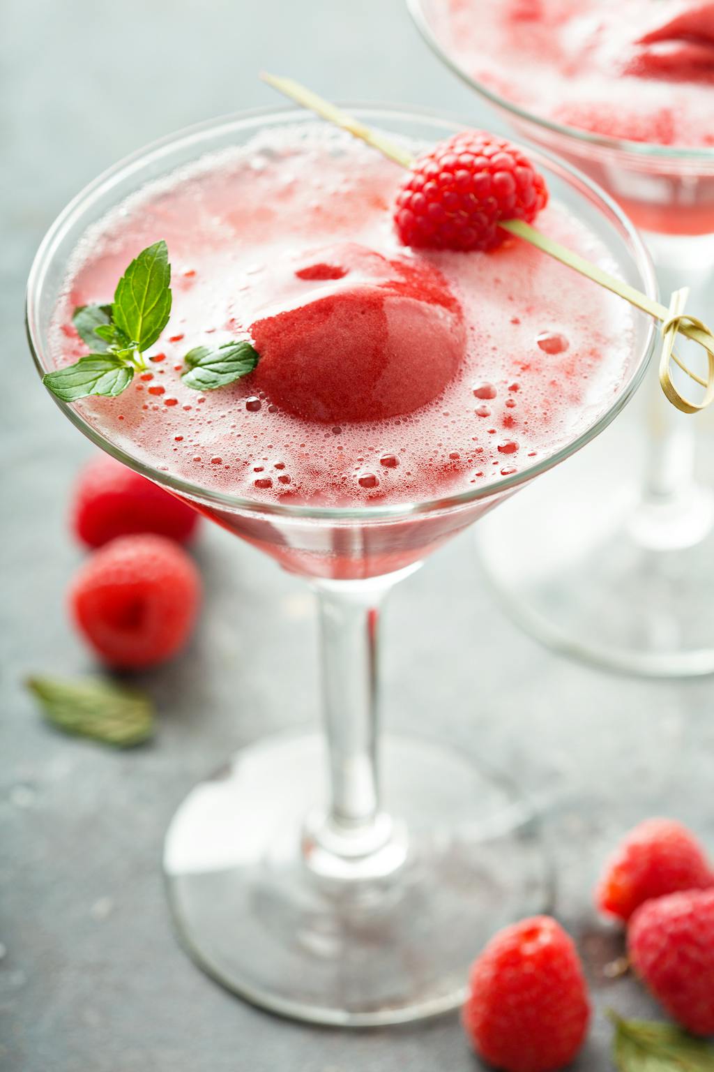 Raspberry sorbet rose floats