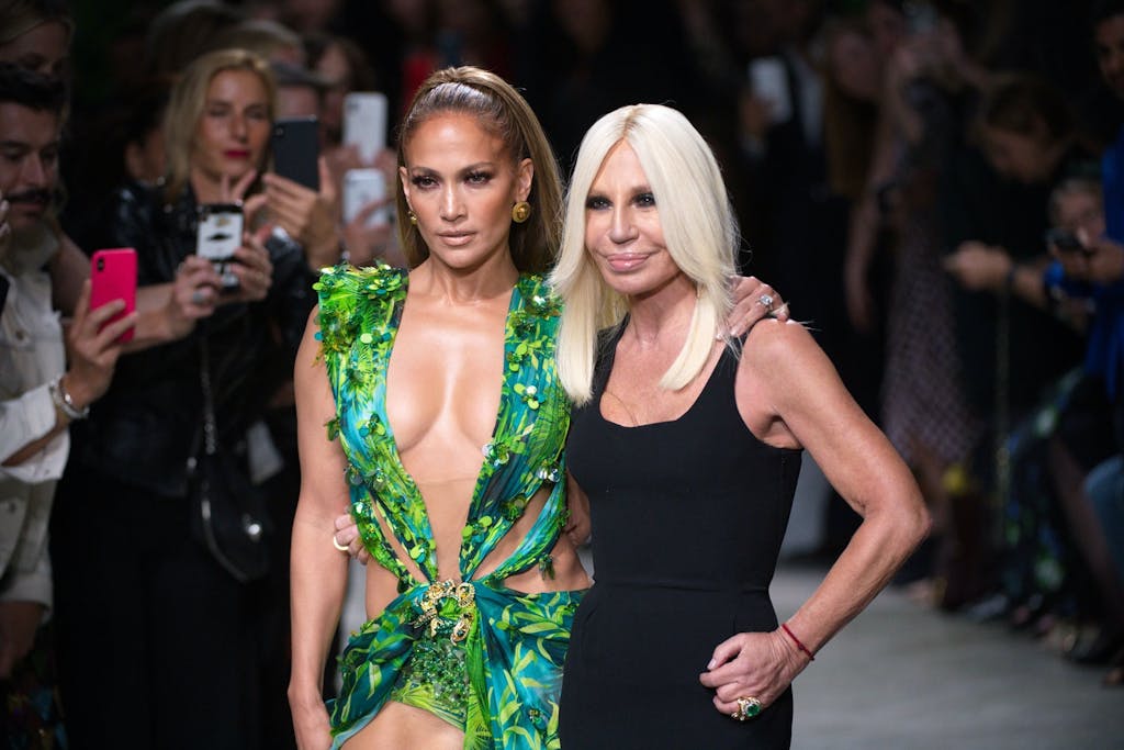 Versace trends 2020 Jennifer Lopez jungle print dress