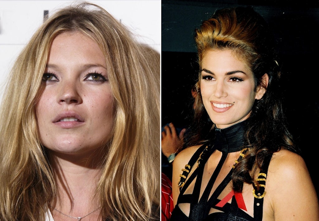 kate moss og cindy crawford med modermærker og skønhedspletter