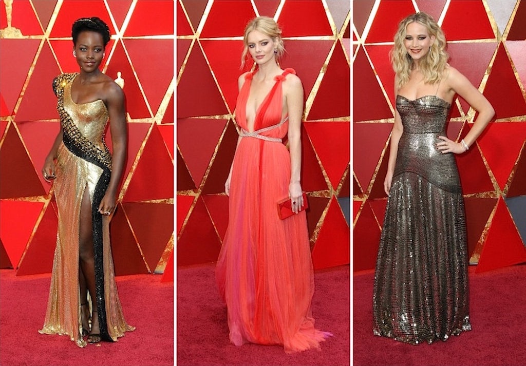 Tre af kjolerne fra den røde løber ved nattens Oscar-show. Jennifer Lawrence til Oscars i kjole fra Dior