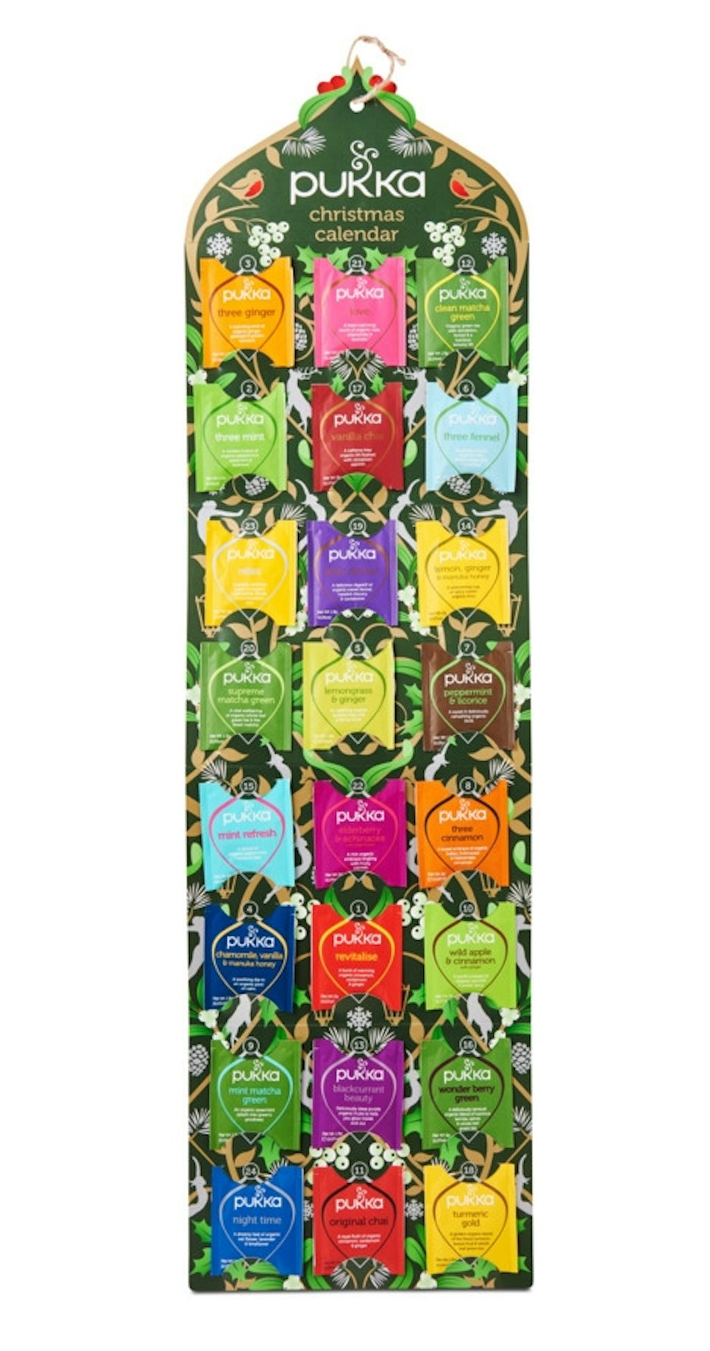 Pakkekalender med te julekalender emd te fra Pukka