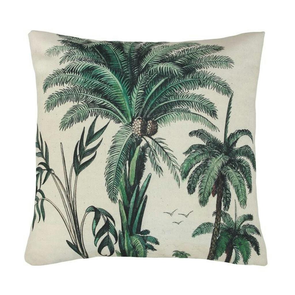 HK Living Pude med eksotisk print af palmetræer