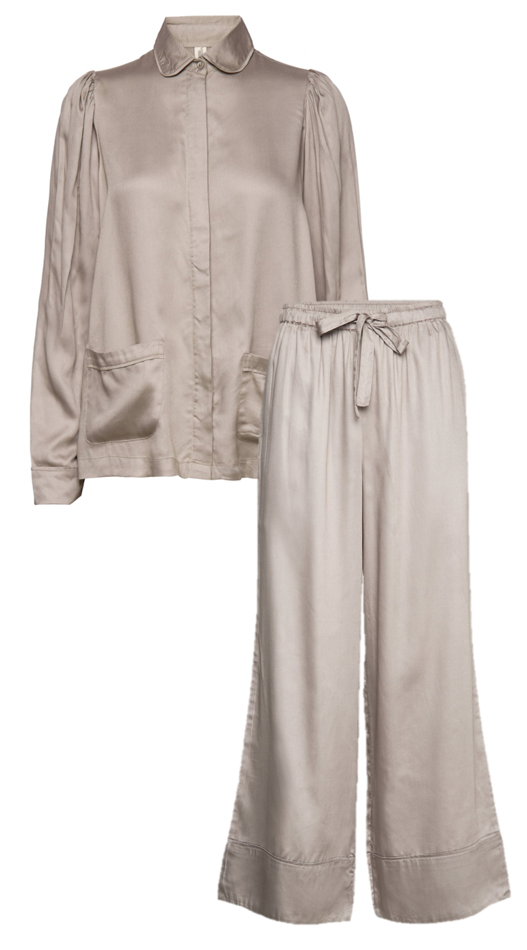 Pyjamas med krage og vide ben