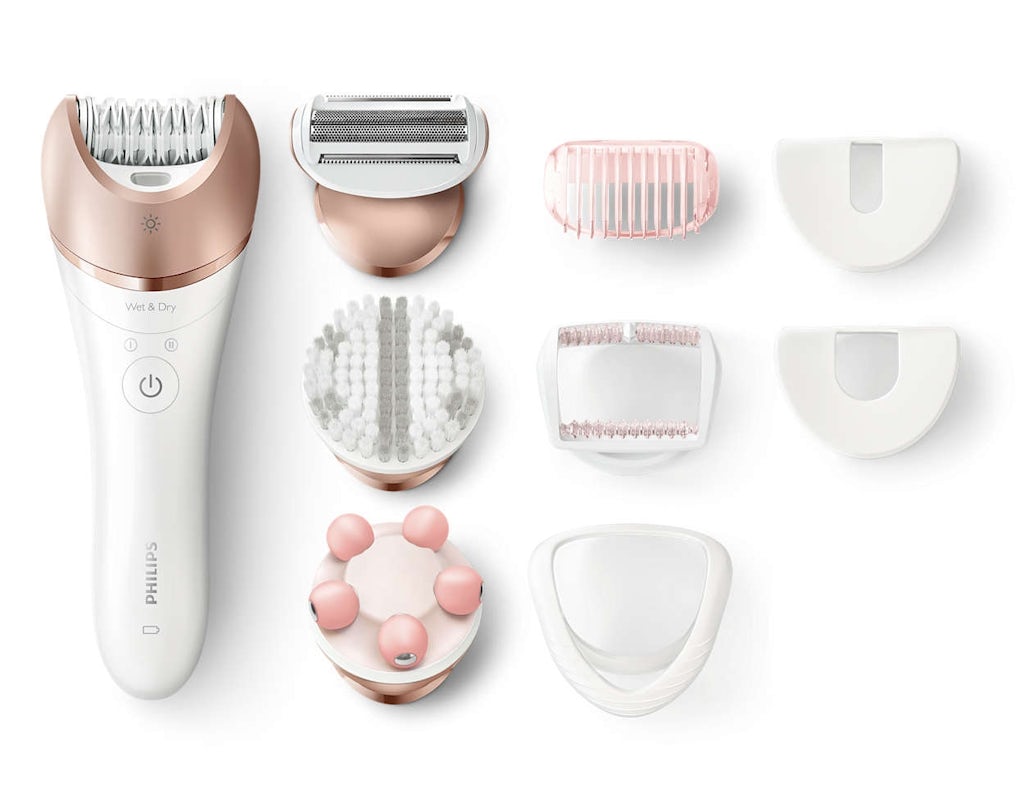 Er det vondt å bruke en epilator? En epilator med blader og hoder til forskellige behov