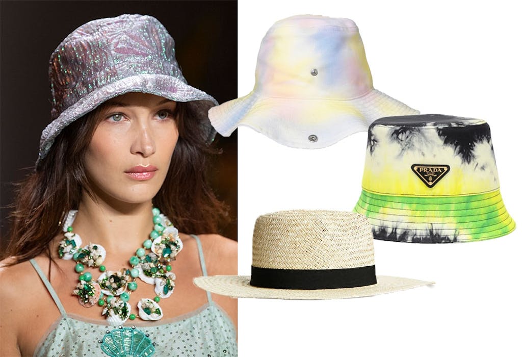 Bøttehatt, silketørkle, sjal, stråhatt, Chanel, Etro, kate spade