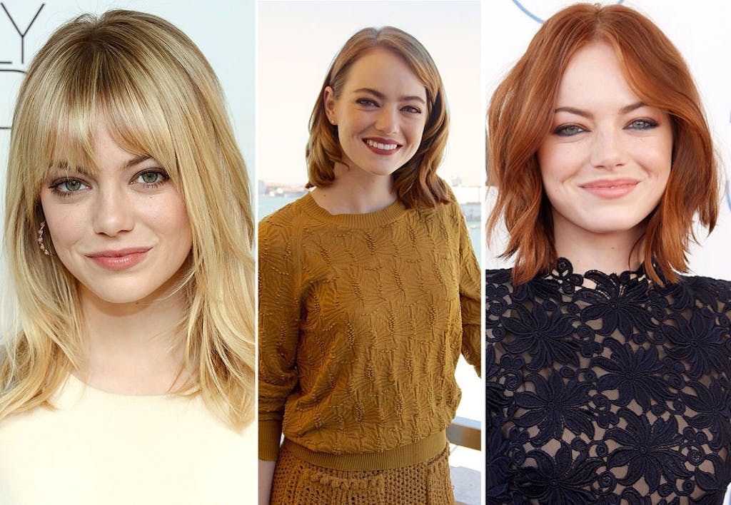 Emma Stone har hatt forskjellige lengder gjennom årene, vi elsker den rød fargen.