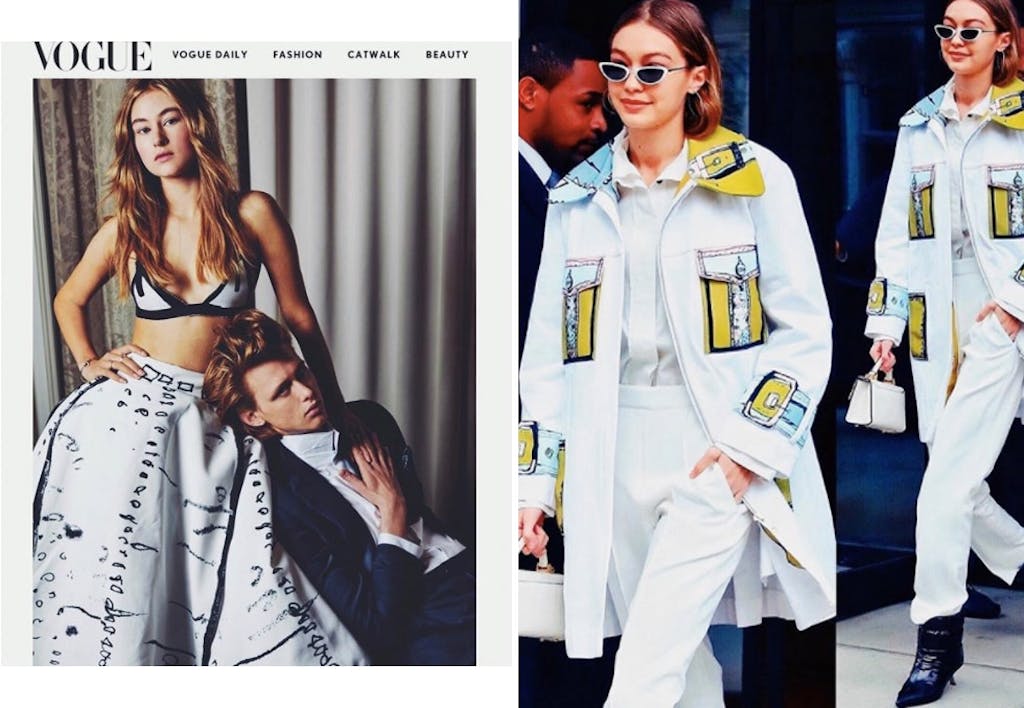 Lea Meyer og Gigi Hadid i design fra Edda Gimnez.