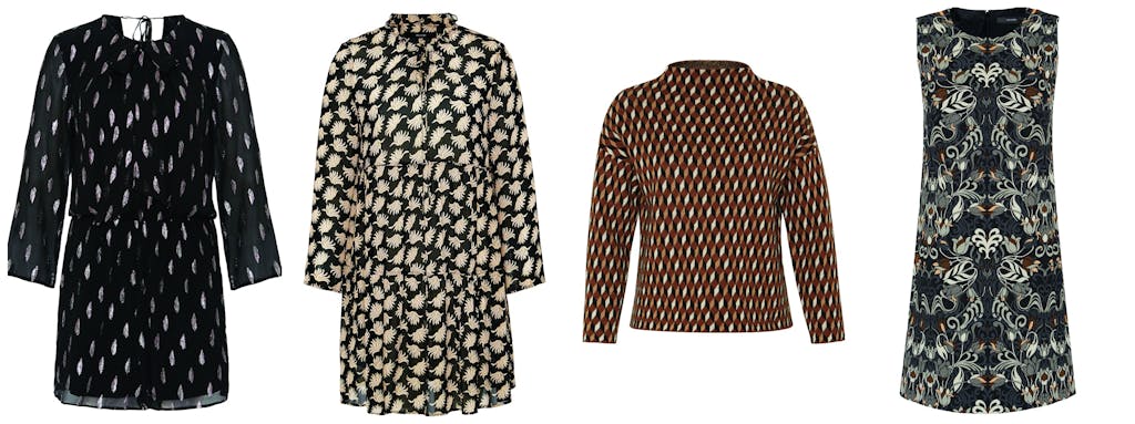 Grafiske mønstre typisk for 60-tallet setter prikken over i-en i HALLHUBER Lounge Lover-kolleksjon.