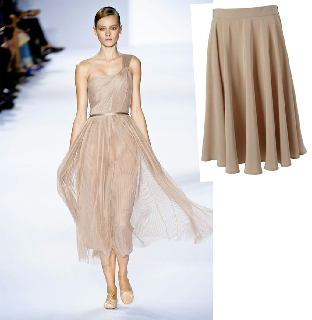 Gå efter det yndefulde ballerina-look som hos Chloé (til venstre) denne sæson. Dans gennem foråret i en bodystocking, et florlet midi-skirt og ballerinaer.Til højre: Nederdel fra Gina Tricot til 299 kr. hos... Gå efter det yndefulde ballerina-look som hos Chloé (til venstre) denne sæson. Dans gennem foråret i en bodystocking, et florlet midi-skirt og ballerinaer.Til højre: Nederdel fra Gina Tricot til 299 kr. hos...