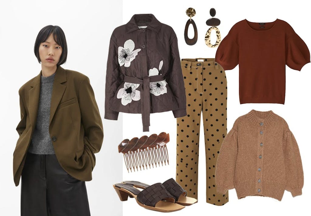 Brune nyanser med fine mønstre og print på tøyet