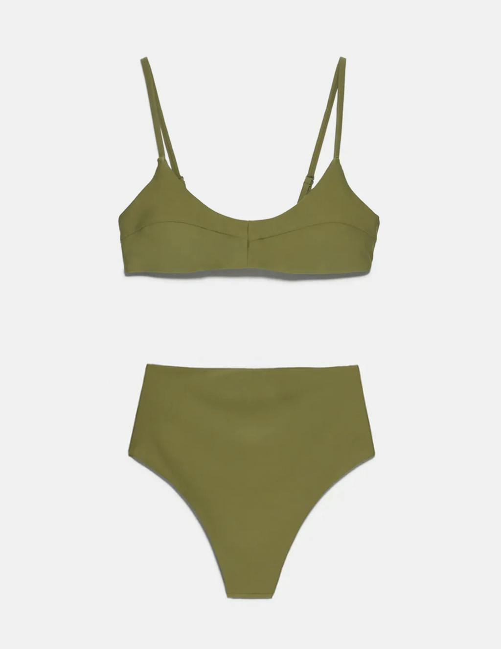 Zara grøn højtaljet bikini